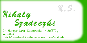 mihaly szadeczki business card